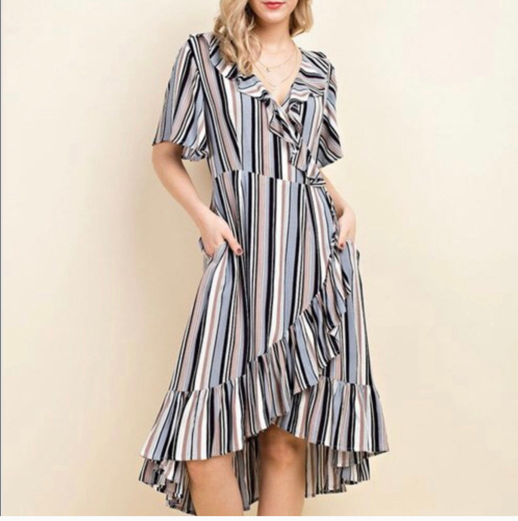 Striped Wrap Dress