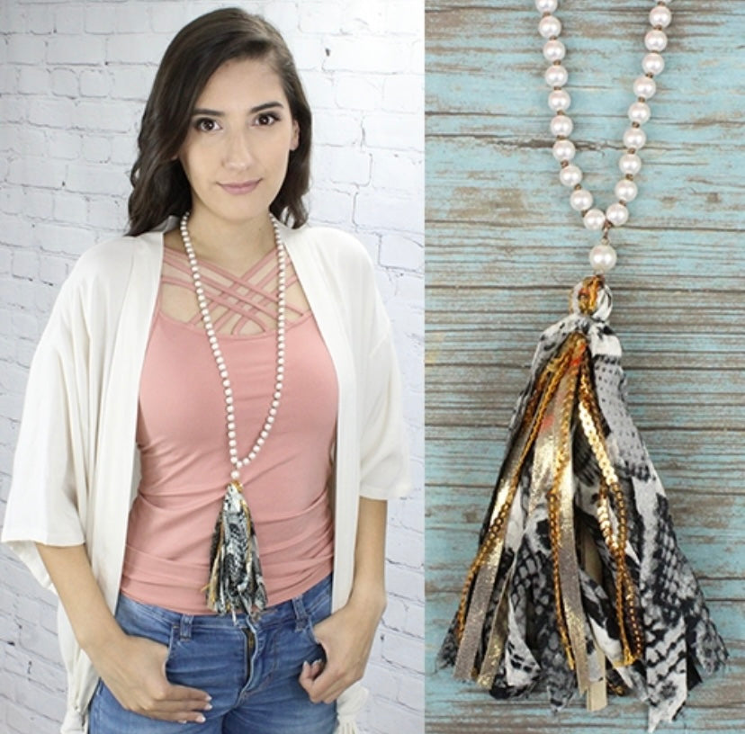 Snakeskin Tassel Necklace