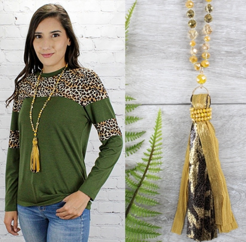 Mustard Tassel Necklace