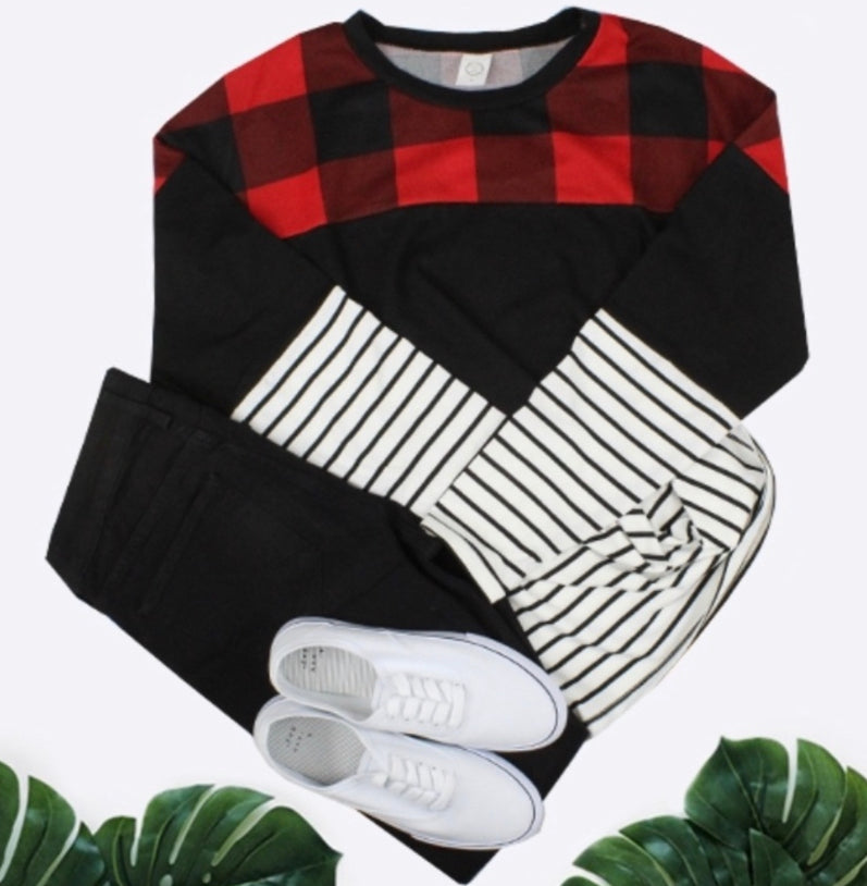 Buffalo Plaid Color Block Shirt